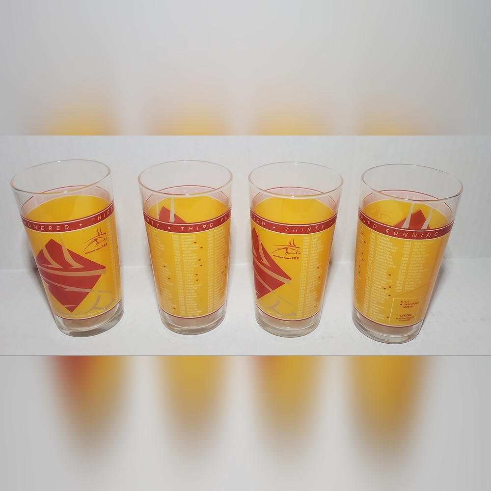 2007 OFFICIAL KENTUCKY DERBY Souvenir GLASS Chuchill Downs Horse race Set of 4